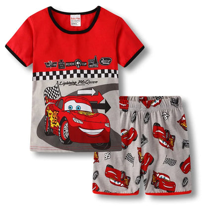 New Summer Kids Pyjamas Children Sleepwear Baby Set Boys Girls Cars Short sleeved Pijamas Cotton Nightwear Clothes Pajamas Sets