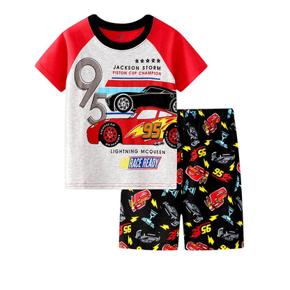 New Summer Kids Pyjamas Children Sleepwear Baby Set Boys Girls Cars Short sleeved Pijamas Cotton Nightwear Clothes Pajamas Sets