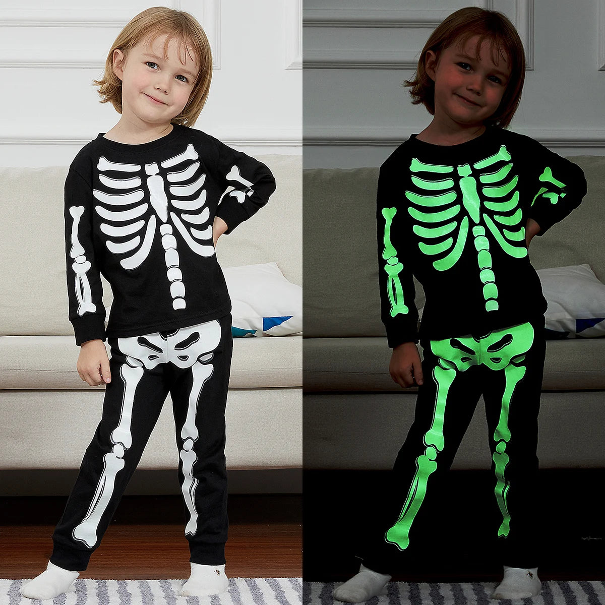 Halloween Pajamas for Kids Boys Pyjamas Set Children Girl Pumpkin Skeleton Carnival Nightwear Infant Cartoon Cute Clothing Pjs