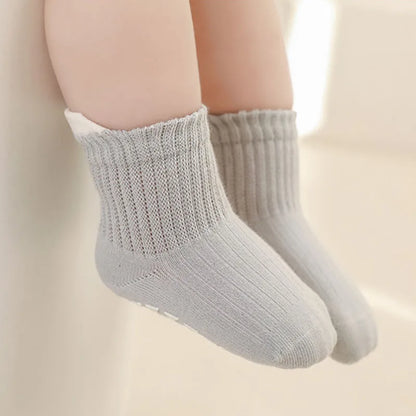 3 Pairs Kids Cotton Socks Boys and Girls Cute Comfy Breathable Baby Non-slip Floor Socks