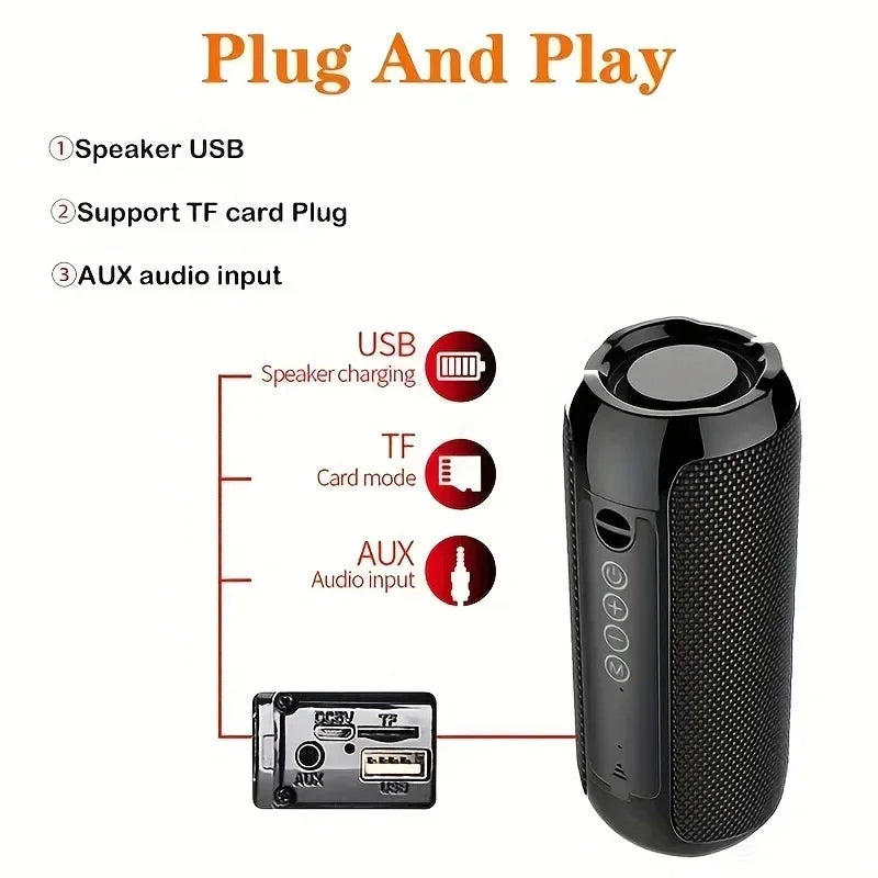 T&G TG117 Portable Bluetooth Speaker Outdoor Wireless Woofer Free Call /FM/TF Card/USB Flash Drive Connect Mobile Phone/Tablet