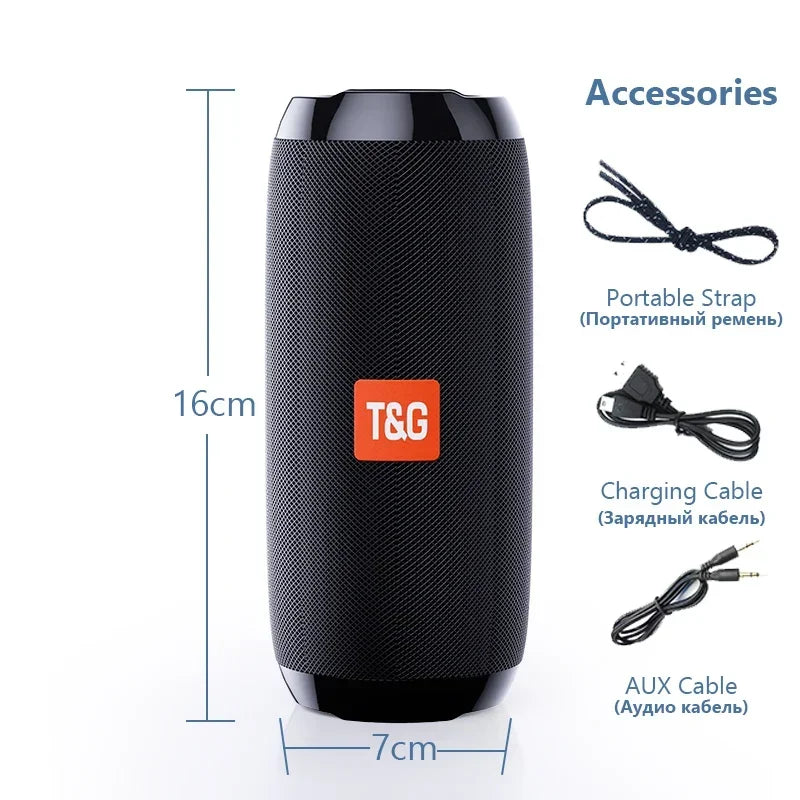 T&G TG117 Portable Bluetooth Speaker Outdoor Wireless Woofer Free Call /FM/TF Card/USB Flash Drive Connect Mobile Phone/Tablet