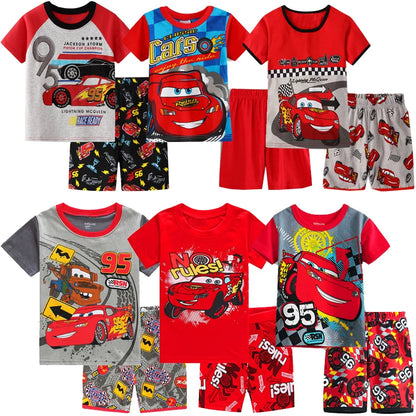 New Summer Kids Pyjamas Children Sleepwear Baby Set Boys Girls Cars Short sleeved Pijamas Cotton Nightwear Clothes Pajamas Sets