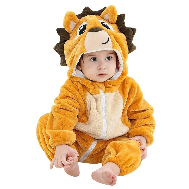 MICHLEY Winter Baby Rompers Hooded Flannel Cosplay Toddler Infant Clothes Overall Bodysuits Jumpsuit Costume For Kids Girl Boy