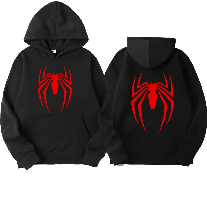 2024 New men's hoodie street fashion spider print sweatshirt Wool women's casual fun loose hoodie men's clothing