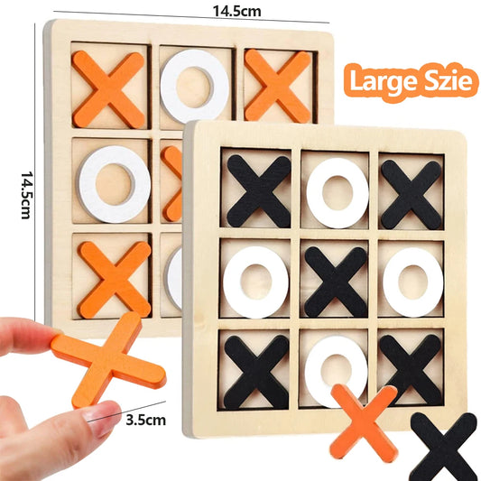 Wooden XO Tic Tac Toe Game Mini Chess Board Interaction Puzzle Training Montessori Educational Toys Gift for Kids Boy Girl