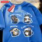 Cat Coffee Pure Cotton Trendy Summer Loose Short Sleeved T-shirt Men Women Original Mocha Latte Cat Three Flowers Fun Cat Tees