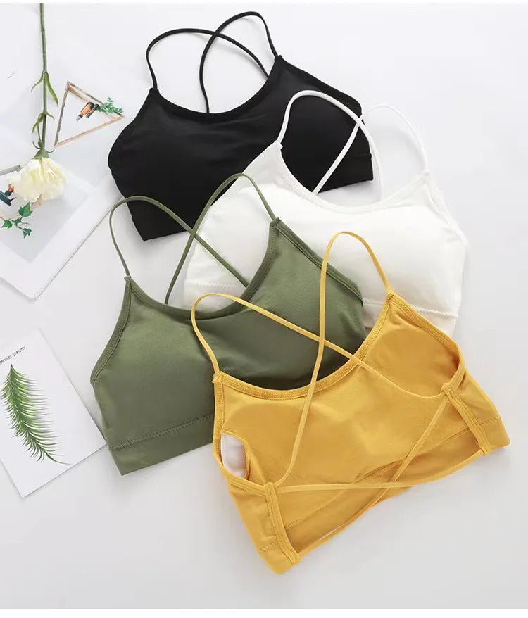 Women Top Cross Strap Sports Bra Thin Push Up Sport Bra Yoga Gym Crop Top Brassiere Fitness Tube Top Breathable Beauty Back Bras