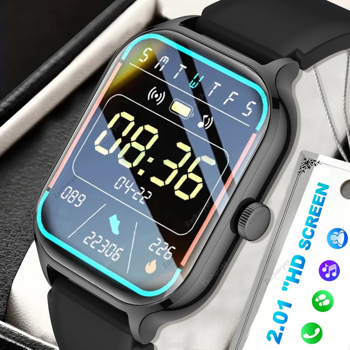 Smart watch full touch screen, sports watch, can answer and make calls, with message reminders, customizable dial wallpaper and