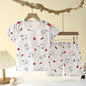 Popular in SummCottonSafe Baby Children Clothes  Set Cute Cartoon Short Sleeve Home Pajama Set Sleepwear Soft Breathable