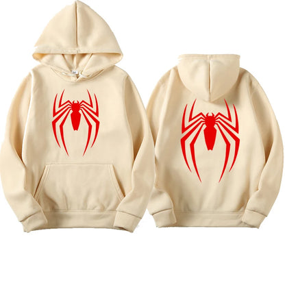 2024 New men's hoodie street fashion spider print sweatshirt Wool women's casual fun loose hoodie men's clothing