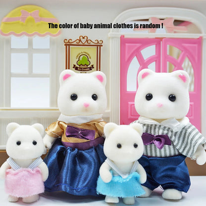 Rabbit Doll 1/12 Micro Dollhouse Reindeer Sheep Elephant Squirrel Family Kitchen Toy Miniature Furniture Set Girl Toy Gift