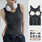 Ribbed Knitted Tops Neck Summer Basic Shirts White Black Casual Sport Vest Off Shoulder  Women's Tank TopWith chest pad