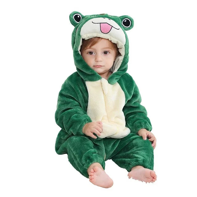 MICHLEY Winter Baby Rompers Hooded Flannel Cosplay Toddler Infant Clothes Overall Bodysuits Jumpsuit Costume For Kids Girl Boy