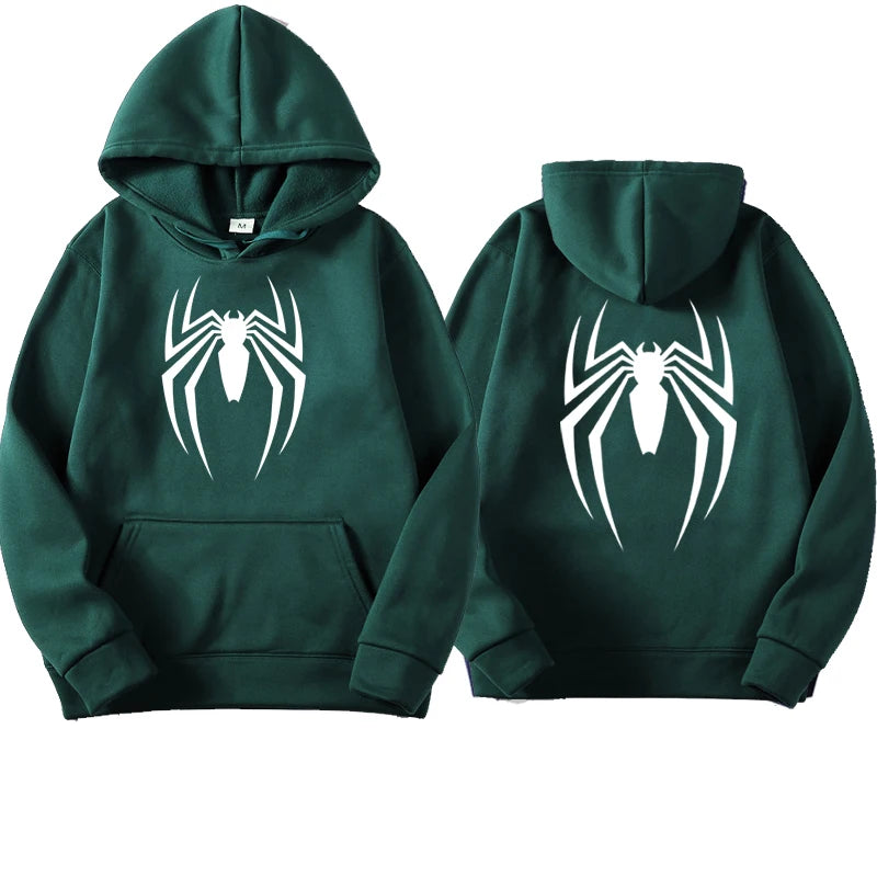 2024 New men's hoodie street fashion spider print sweatshirt Wool women's casual fun loose hoodie men's clothing