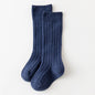 New Solid Baby Boys Girls Knee High Long Socks Cotton Breathable Stripe Soft Kids Sock Children School Uniform Stripe Socks