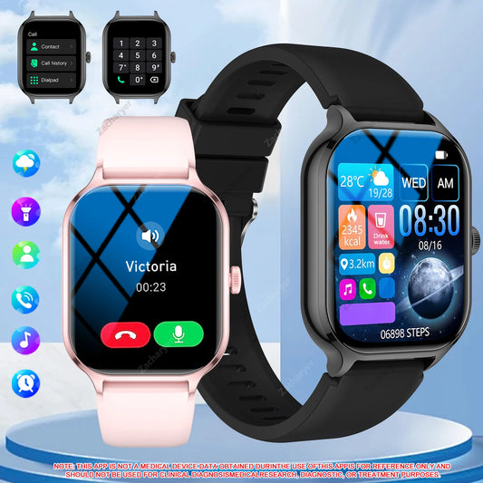 Smart watch full touch screen, sports watch, can answer and make calls, with message reminders, customizable dial wallpaper and