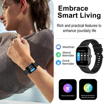 Smart watch full touch screen, sports watch, can answer and make calls, with message reminders, customizable dial wallpaper and