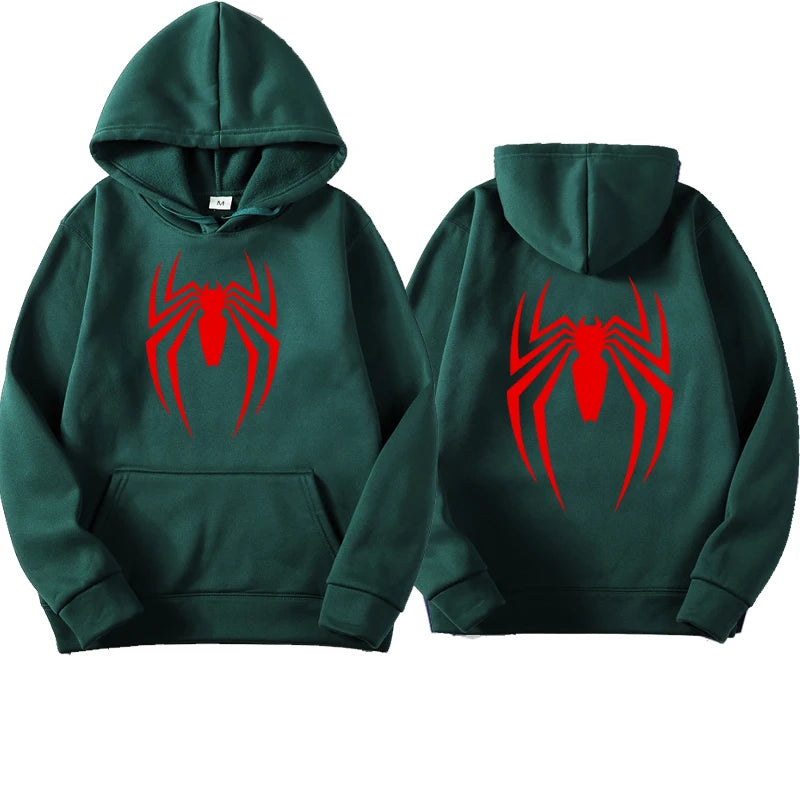 2024 New men's hoodie street fashion spider print sweatshirt Wool women's casual fun loose hoodie men's clothing