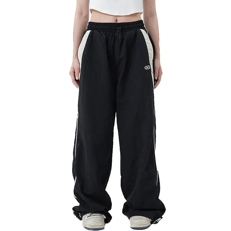 American Retro Black Street Hip-hop Trend Leisure Wide-leg Trousers Thin Straight Tube Baggy Sweatpants